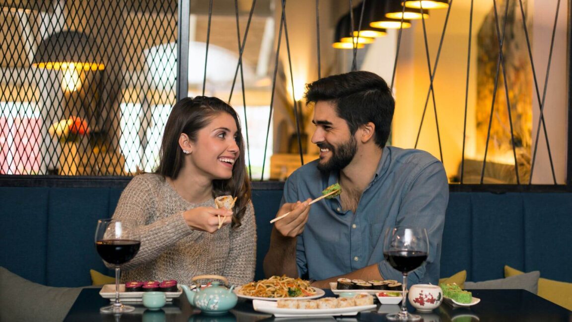 couple dining in a restaurant