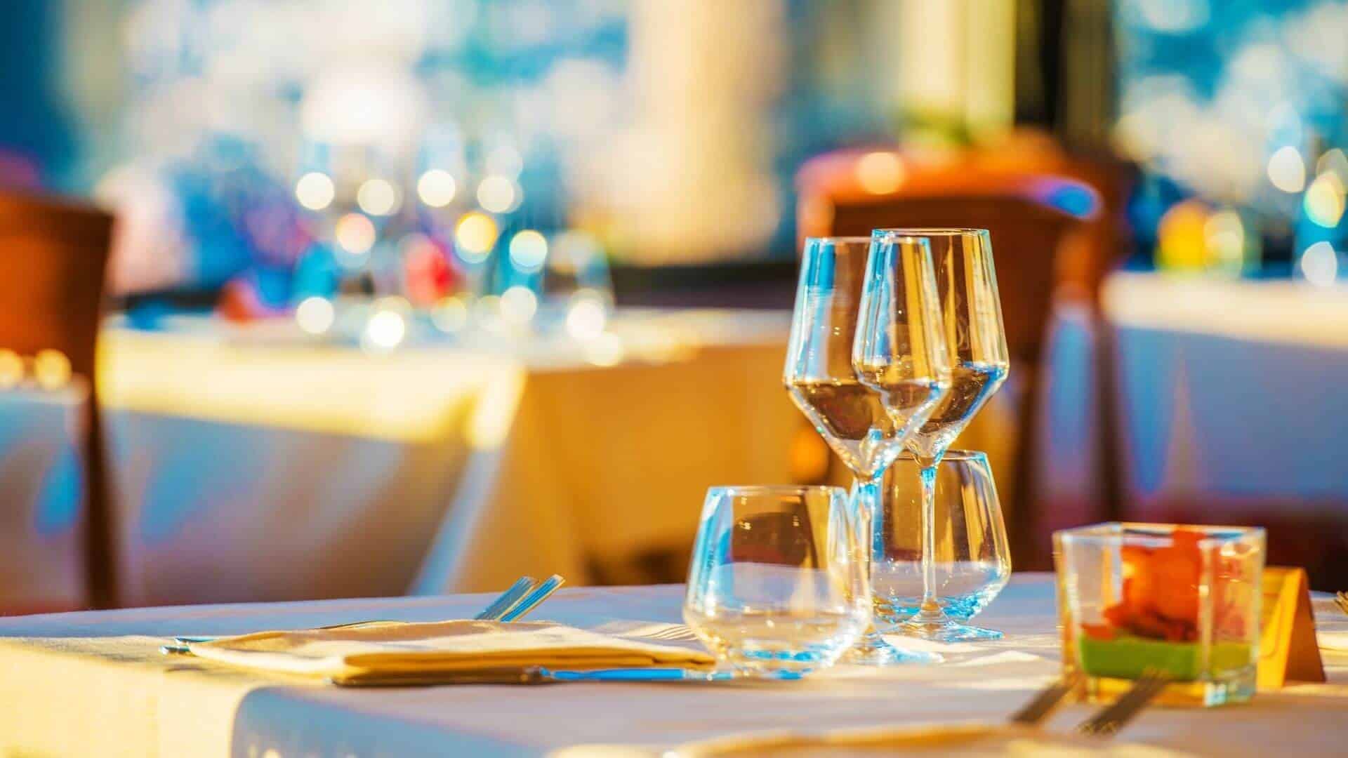 Closeup of elegant table setting at a restaurant