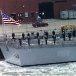A ceremony aboard a Navy ship