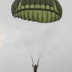 A paratrooper descending